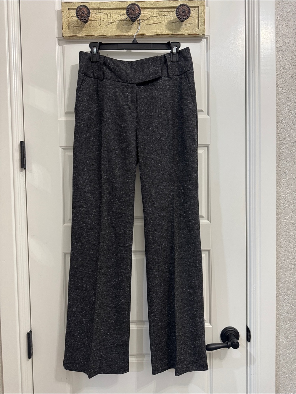 AB Studio Charcoal Speckled Wide-Leg Pants